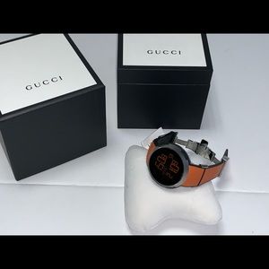 Authentic Gucci I-Gucci Digital Men Watch XXL Sport 49MM Orange Rubber YA114104